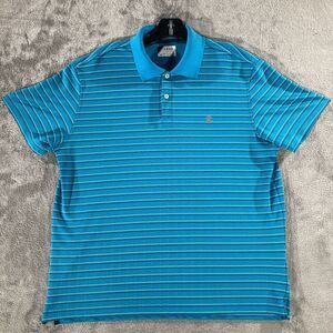 Izod Golf Polo Shirt‎ Mens Size M Medium Short Sleeve Blue Stripped